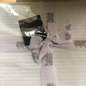 PiuBelle Portugal Shabby Chic Cottage White Striped 3pc Duvet Set - Queen new